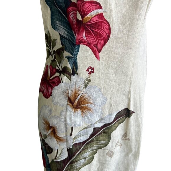 Iolani Vintage Cream Floral Hawaiian Sleeveless Maxi Dress - Picture 5 of 12